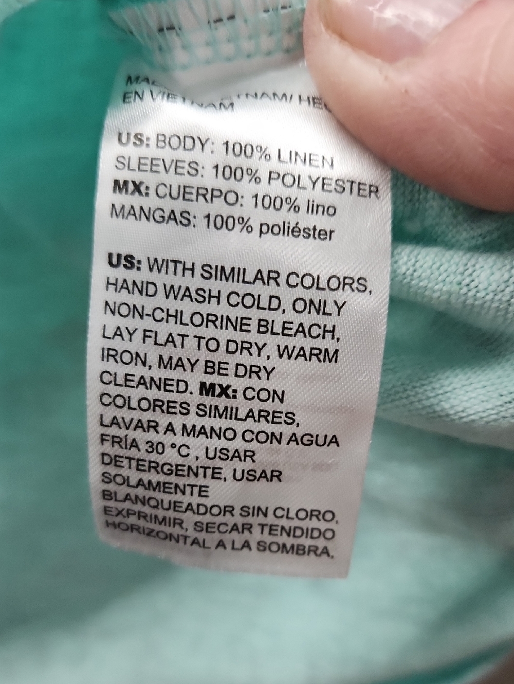 Chico's Sea Foam Green Multi-Color Abstract V-Neck Poncho. - Picture 8 of 12